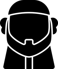 Faceless Muslim Man Icon In B&W Color.