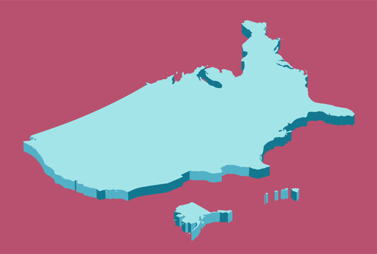 Isometric hand drawn map of the USA. 3D color vector.