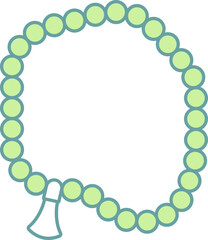 Isolated Tasbih Icon In Green And White Color.