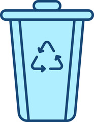 Recycle Bin Icon In Blue Color.