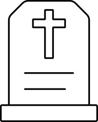Flat Style Tombstone Line Art Icon.