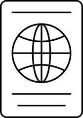Thin Line Art Passport Icon in Flat Style.