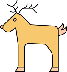 Reindeer Icon In Yellow And Orange Color.