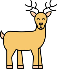Isolated Reindeer Icon In Yellow And Orange Color.