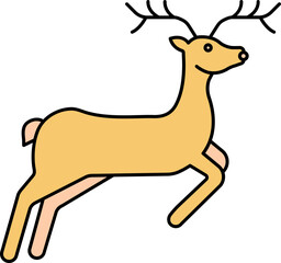 Flat Style Reindeer Icon In Yellow And Orange Color.