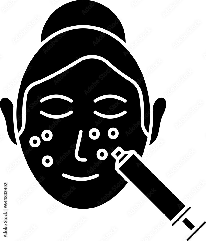 Sticker Face Pimple Treatment Icon In Glyph Style.