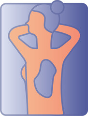 Female Back Massage Icon In Blue And Orange Color.