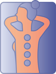 Female Receive Stone Massage Icon In Blue And Orange Color.