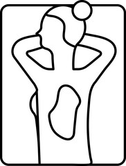 Female Back Massage Icon In Thin Line Art.