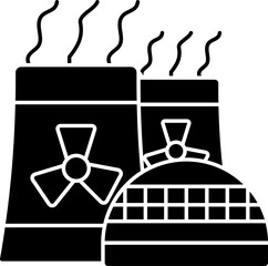 Nuclear Power Plant Icon In B&W Color.