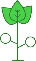Green And White Leaves Plant Icon In Flat Style.