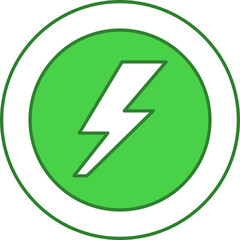 Green And White Flash Symbol On Round Background.