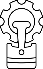 Piston Setting Icon In Thin Line Art.