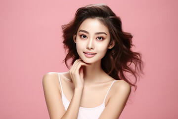 Young model beauty woman makeup cosmetic advertisement style , Created with Generative Ai Technology