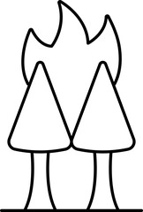 Fire Trees Icon In Black Outline.
