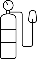 Line Art Oxygen Cylinder Icon in Flat Style.