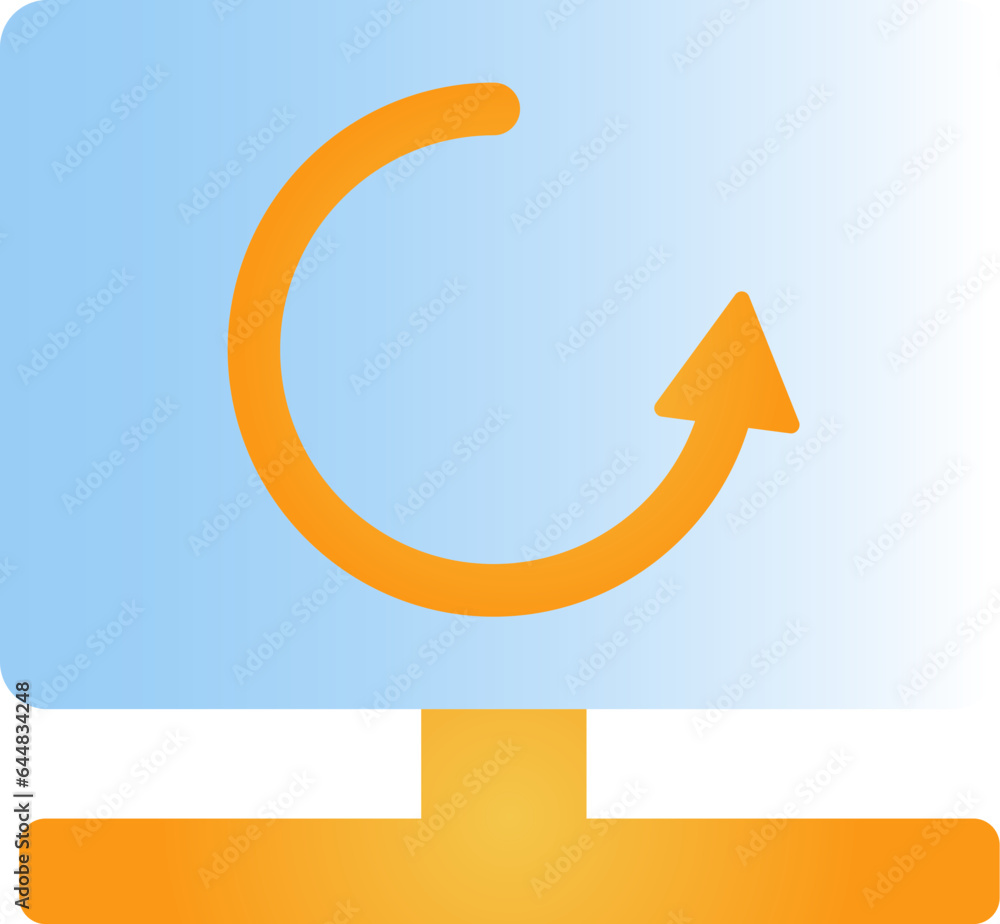 Poster refresh or reload in monitor screen blue and orange gradient icon.