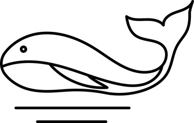Linear Style Whale Icon Or Symbol.