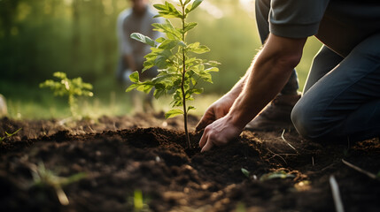 Fototapeta premium Person planting a tree