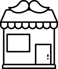 Black Outline Barber Shop Icon.