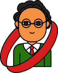 Male Wearing Best Title Ribbon Colorful Icon.