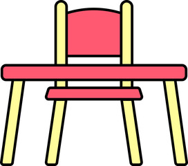 Table With Chair Icon In Red And Yellow Color.