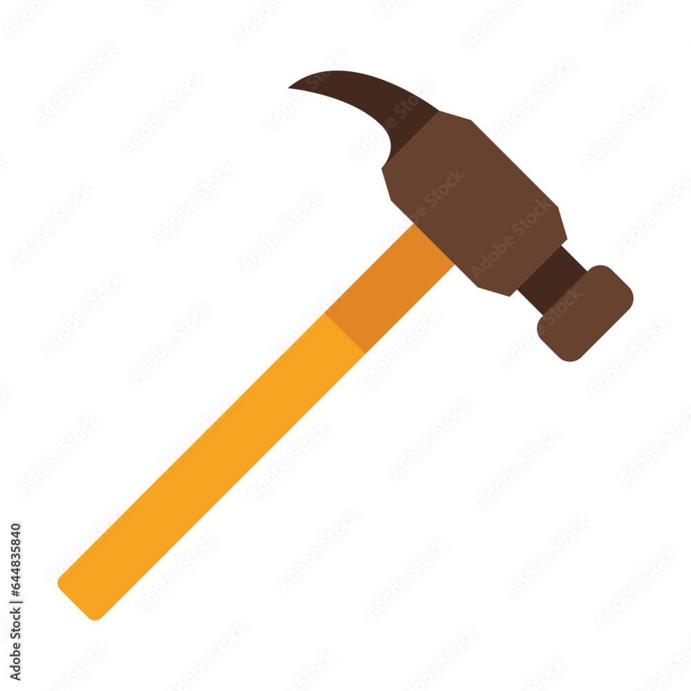 Poster construction hammer vector. tool of worker in carpentry workshop for hammering nails. multicolored f