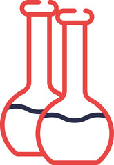 Two Beaker Or Flask Icon In Red Line Art.