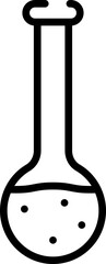 Flat Style Round Beaker Icon In Black Outline.