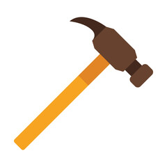 Construction hammer vector. Tool of worker in carpentry workshop for hammering nails. Multicolored flat vector icon representing construction tools concept isolated on white background