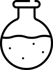 Round Bottom Beaker Icon In Thin Line Art.