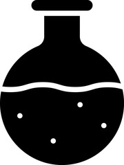 Round Bottom Beaker Icon In Glyph Style.