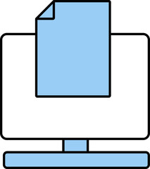 Flat Style File In Desktop Screen Blue And White Icon.