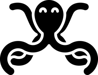 Octopus Icon In Glyph Style.