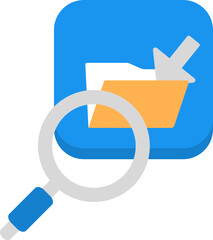 Colorful Search Download Folder Icon In Flat Style.