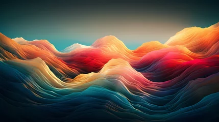 Peel and stick wall murals Fractal waves Colorful digital waves in a swirl pattern. Abstract background. 