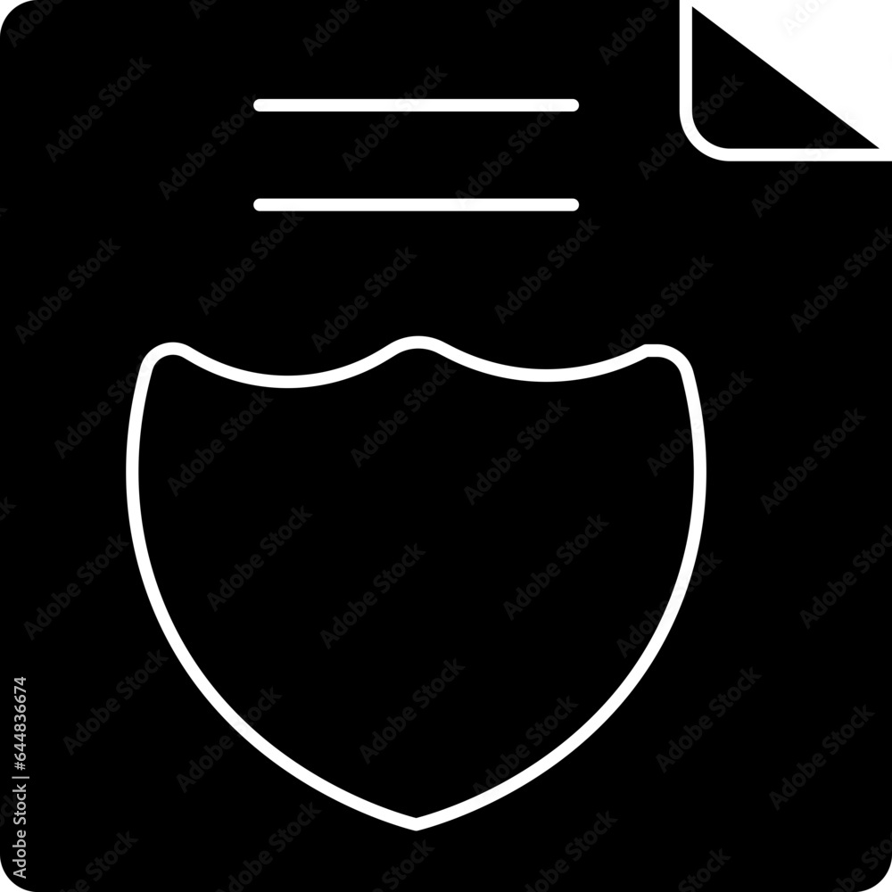 Poster document security shield icon in b&w color.