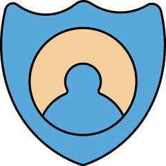 User Shield Icon In Blue And Orange Color.