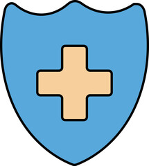 Medical Shield Icon In Blue And Orange Color.