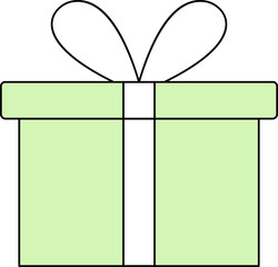 Gift Box Icon In Green And White Color.