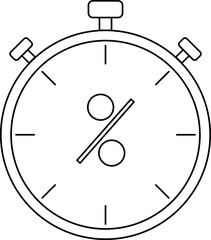 Discount Timer Icon In Black Outline.
