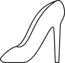 Black Line Art Illustration Of High Heel Icon.