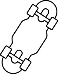 Flat Style Skateboard Icon In Thin Line Art.