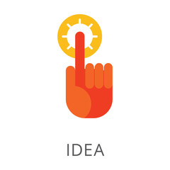 Index finger pointing up as symbol of idea flat vector icon. Cartoon drawing or illustration of symbol for new idea or insight on white background. Innovation, creativity, brainstorming concept