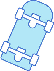 Flat Style Skateboard Icon In Blue And White Color.