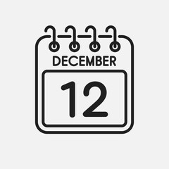 Icon page calendar day - 12 December