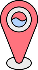 South Korea Map Location Point Icon In Red Color.