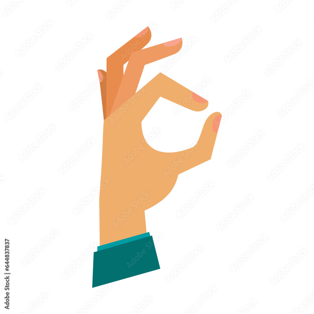 Poster hand showing ok sign vector. multicolored flat vector icon representing hand gestures and actions co