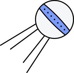 Blue And White Sputnik Flat Icon.