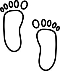 Little Bare Foot Mark Flat Icon In Black Stroke.